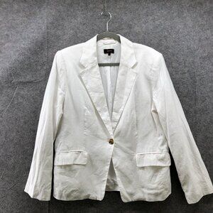 Quince 100% Linen Blazer Womens L One Button White Flap Pocket Formal